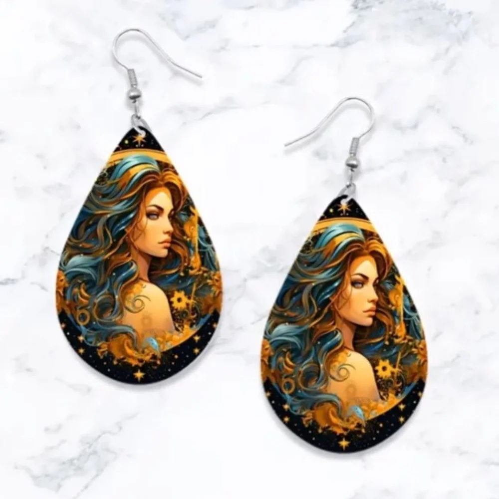 NWT Mystical Zodiac Aquarius on a Teardrop Shaped Pierced Earring!